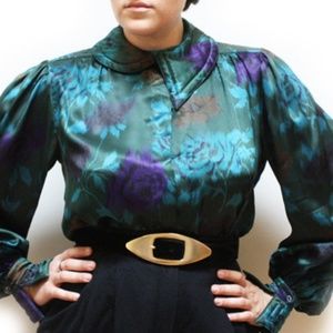 Vintage Escada 80s silk space age blouse M